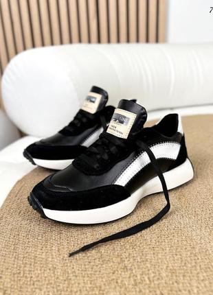 Кроссовки, черные, натуральная кожа/замша