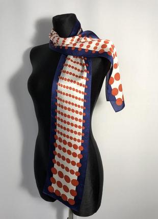 Узкий шёлковый шарф в горошек