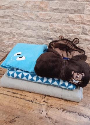Комплект детское одеяло 2 пледа комбинезон