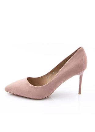 Туфли на каблуках с острым носком эко замша розовые серые черные2 фото