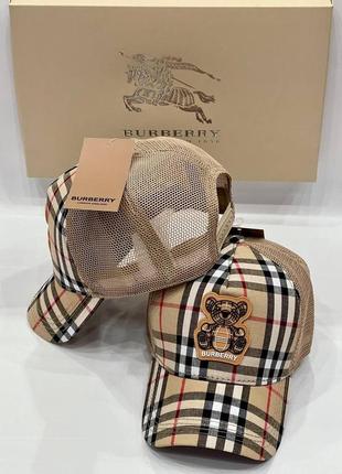 Кепка burberry бежева в клітинку з сіткою бейсболка чоловіча / жіноча