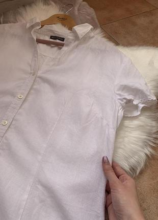 Белоснежная льняная рубашка с коротким рукавом от marc o polo6 фото
