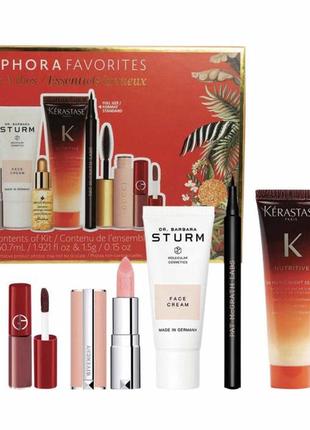 Набор бьюти бокс помада armani givenchy бальзам для губ dr barbara sturm крем gucci тушь sephora favorites luxe vibes luxury beauty set