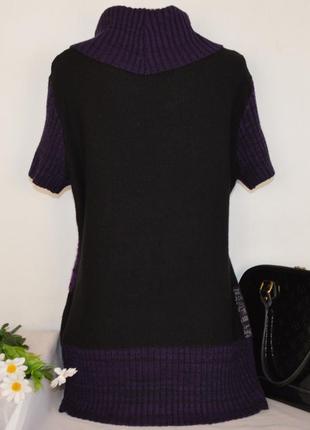 Брендовая фиолетовая теплая кофта туника с горловиной klass collection акрил2 фото