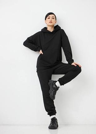 Черный спортивный костюм худи и штаны