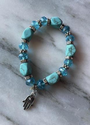 Браслет из бирюзы с подвеской хамсы