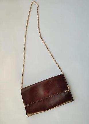 Винтажный кожаный клатч сумочка на цепочке2 фото
