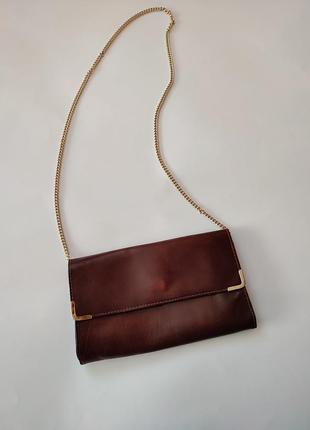 Винтажный кожаный клатч сумочка на цепочке4 фото
