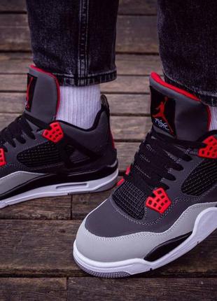 Кросівки air jordan retro 4 paris black\grey\red