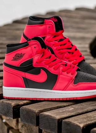 Кроссовки air jordan retro 1 high black\red размеры 37-443 фото