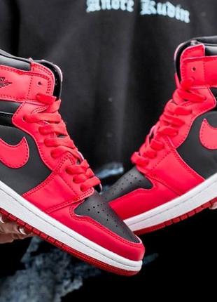 Кроссовки air jordan retro 1 high black\red размеры 37-442 фото