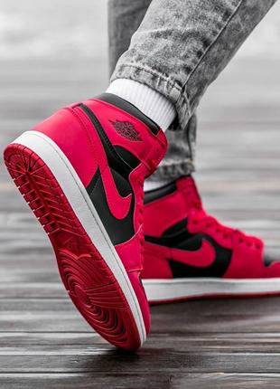 Кроссовки air jordan retro 1 high black\red размеры 37-448 фото