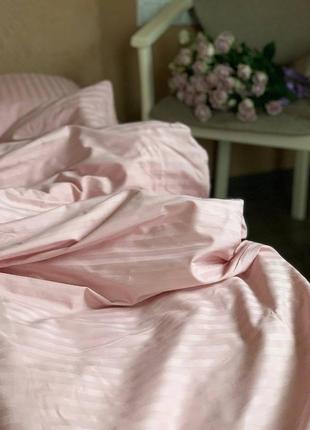 👍👍💜 страйп сатин постельное белье роза в пыли евро двушка полуторная семья6 фото