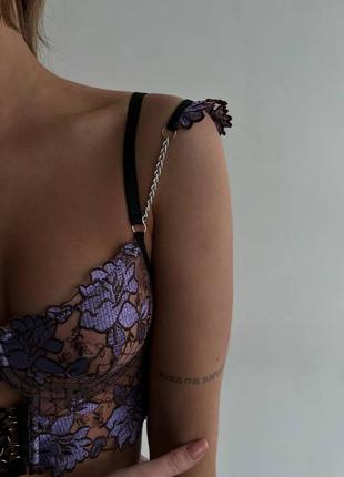 Мережевний сексуальний комплект білизни в комплекті з поясом з ланцюжками