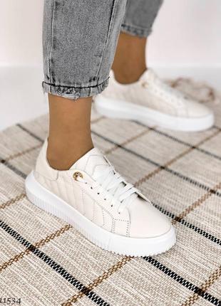 Кросівки кеди натуральна шкіра айворі