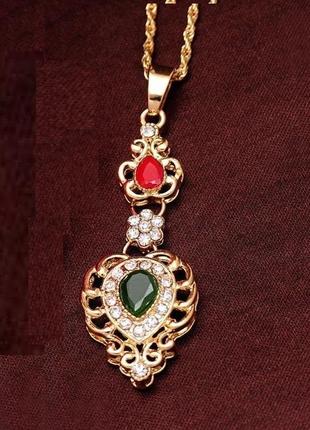 🏵️нарядная подвеска на цепи кулон в стразах, новая! арт. 4787