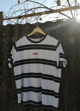 Полосатая футболка levis левайс оверсайз м-л