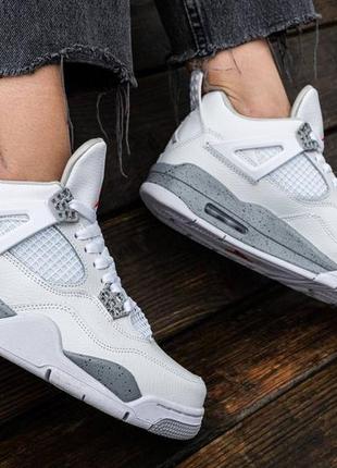 Кроссовки air jordan retro 4 white\grey4 фото