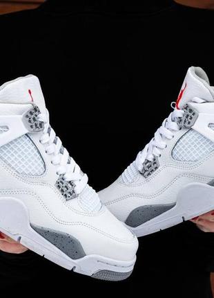 Кроссовки air jordan retro 4 white\grey7 фото