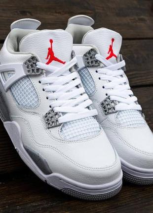 Кроссовки air jordan retro 4 white\grey6 фото