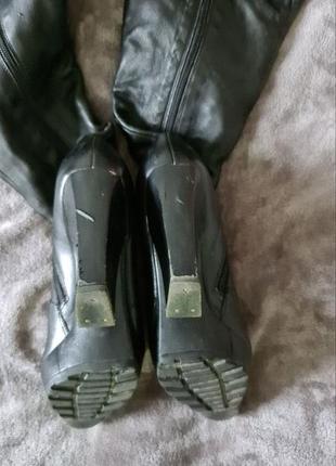 Длинные черные кожаные ботфорты на удобных каблуках, 38.5 размер3 фото
