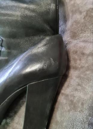 Длинные черные кожаные ботфорты на удобных каблуках, 38.5 размер7 фото