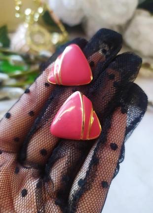 Vintage розовые эмалловые серьги