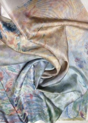 Очень особенный винтажный платок из натурального шелка8 фото