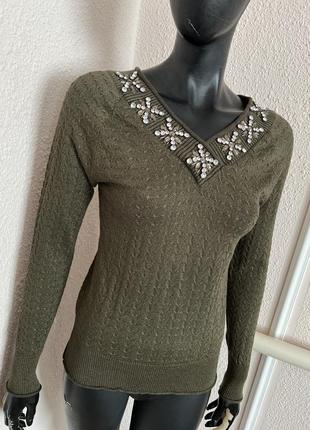 Кофта жіноча трикотажна з камінчиками,блуза свитер джемпер
