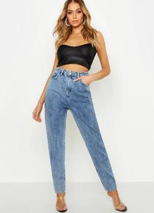 Стильные, трендовые мом джинсы mom jeans mid blue от boohoo, оригинал