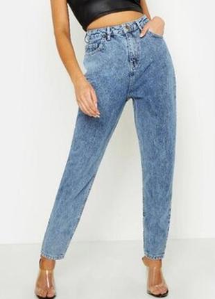 Стильные, трендовые мом джинсы mom jeans mid blue от boohoo, оригинал3 фото