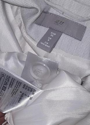 Белый стильный с серой полоской пиджак h&m 36 44 размер8 фото