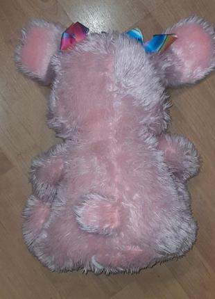 Розовая мягкая детская игрушка собака с бантиками4 фото