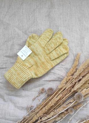 Теплые шерстяные солнечные жёлтые меланжевые перчатки lambswool италия