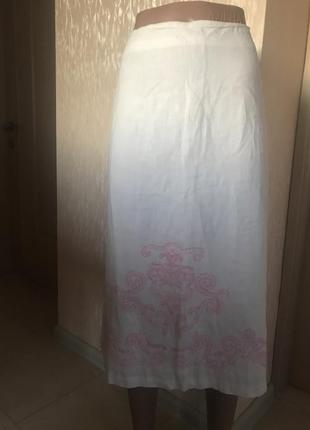 Натуральная фирменная юбка лен 10 размера4 фото