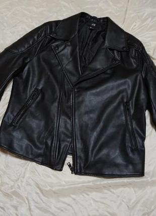 Куртка косуха, штучна шкіра, з підкладкою h&m чорна розмір l