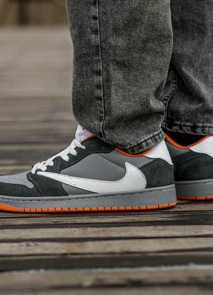 Кросівки  air jordan x travis scott low "grey orange"