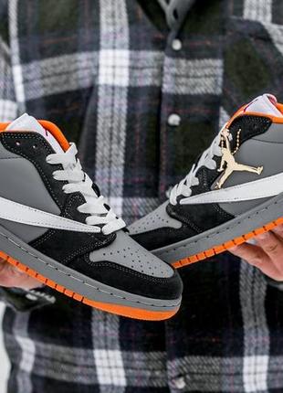 Кроссовки air jordan x travis scott low "grey orange"5 фото