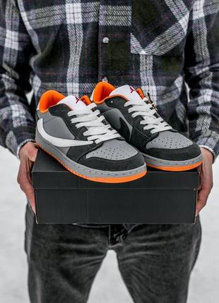 Кроссовки air jordan x travis scott low "grey orange"8 фото