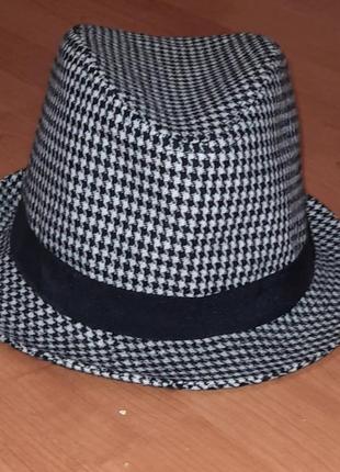 Черно белая шляпа панама в клетку 55 размер