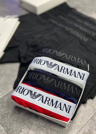 Мужской набор трусов armani 4 шт +  фирменная коробка3 фото