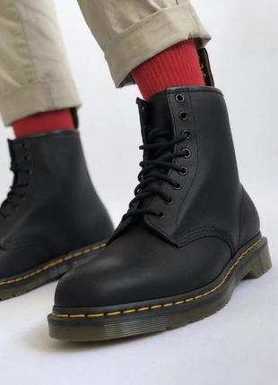 Ботинки сапоги dr. martens 1460 greasy black женские мужские