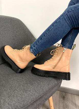 Женские ботинки dr.martens jadon black/beige