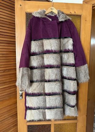 Зимнее пальто с капюшоном, мех нат нутрия