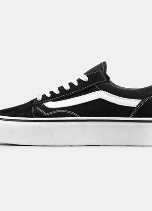 Кеды женские vans old skool classic platform черно-белые, ванс олд скул, кроссовки