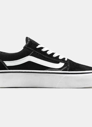 Кеды женские vans old skool classic platform черно-белые, ванс олд скул, кроссовки2 фото