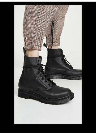 Dr. martens ботинки 1460 pascal mono black virginia женские мужские подростковые оригинал мартенсы1 фото