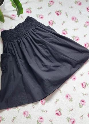 Хлопковая, необычная юбка на резинке с пояском8 фото