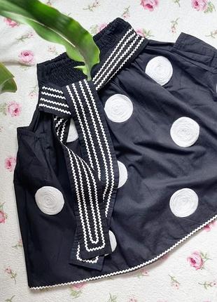 Хлопковая, необычная юбка на резинке с пояском