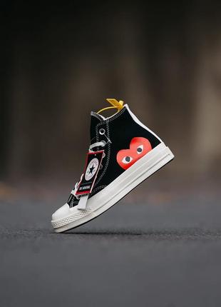 Кеды женские, мужские converse chuck taylor all star comme des garcons high, черно-белые, конверс5 фото